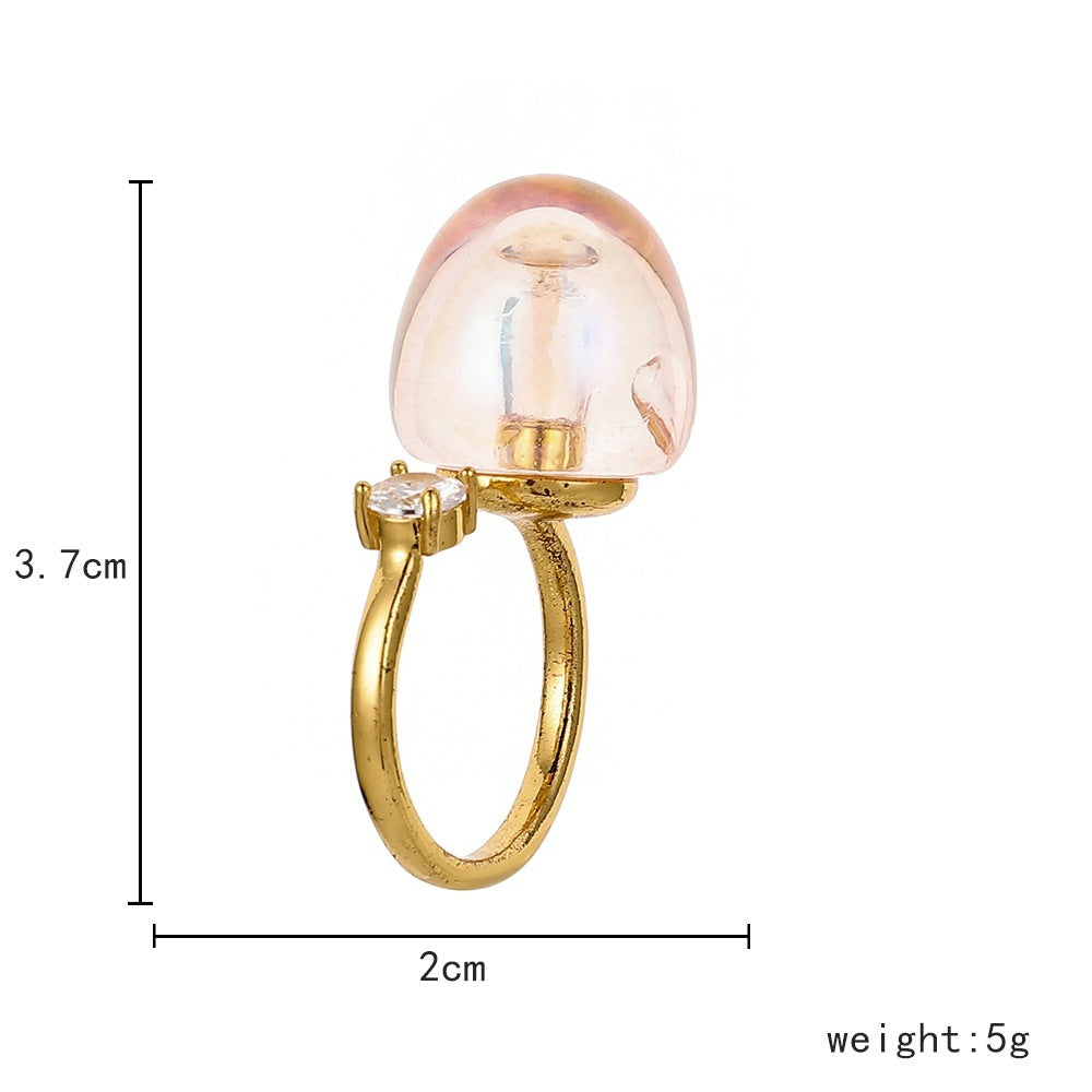 Women Copper Bubble Ring Adjustable Opening With Golden Accents Diamond Color Trendy Ring For Her Fashion Chic
