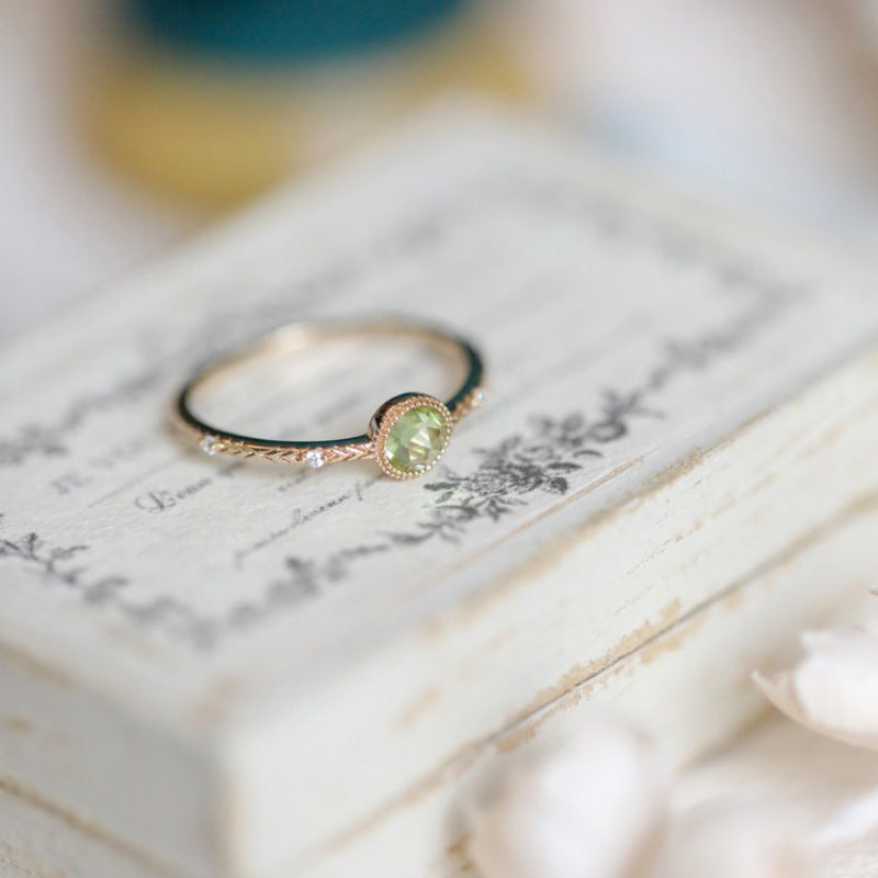 Womens Copper Adjustable Ring With Green Stone Rose Cut And Geometric Designs Jewelry For Everyday Style Modern