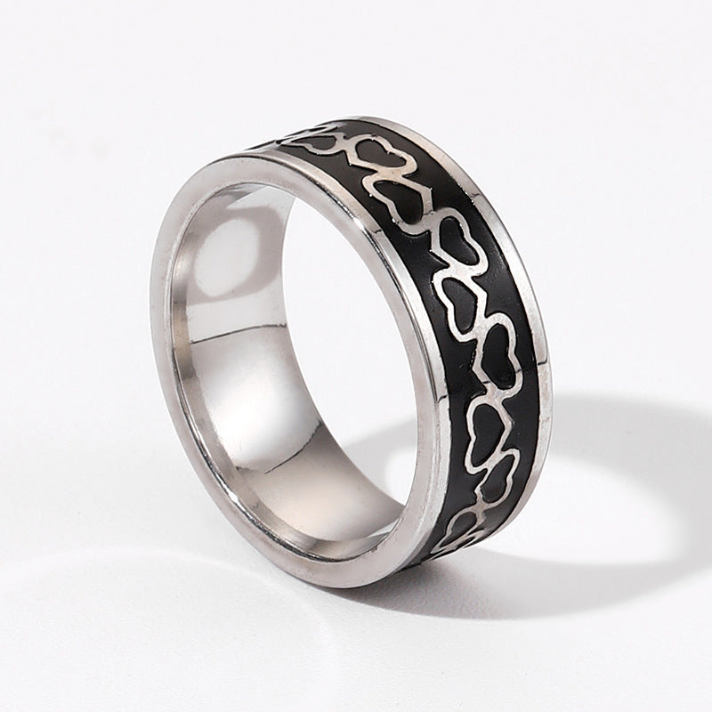 Geometric Titanium Ring Unisex Electroplated Band Jewelry