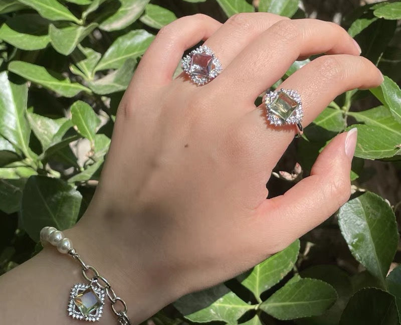 Ring Niche Design Three Dimensional Geometric Simplicity Copper Ring For Women Elegant Fashion Accessory Quartz