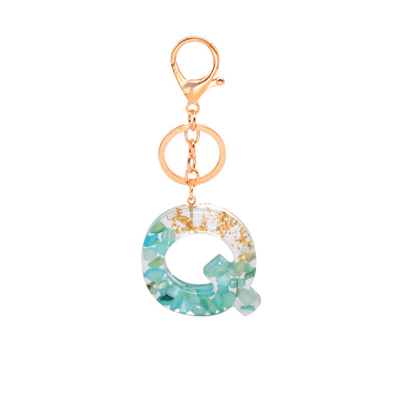 Gold Foil Alphabet Letter Keychain Resin Initial Key Ring Lightweight Individually Packaged Key Ring Gift Wrap