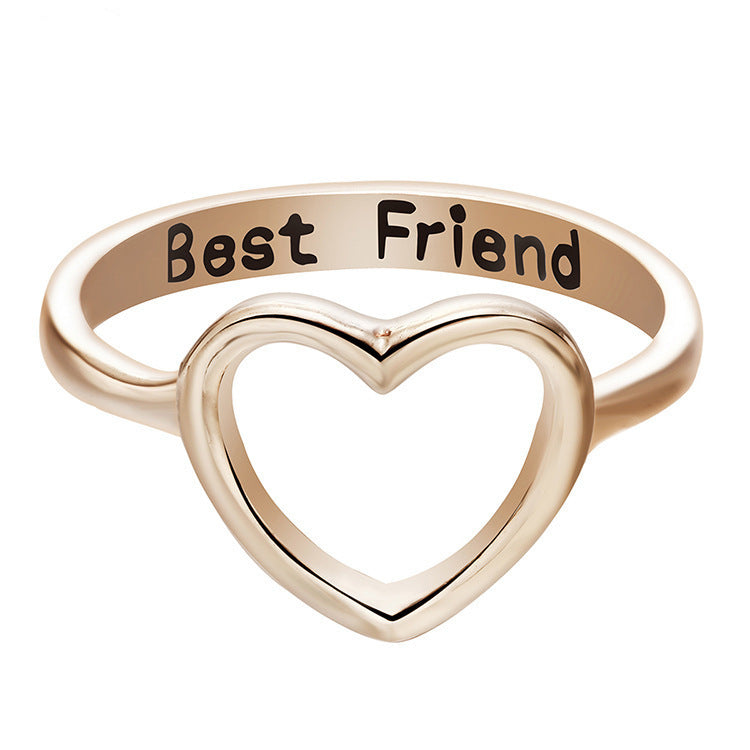 Womens Rose Gold Heart Ring Aluminum Alloy Simple Fashion Jewelry Gift For Her Birthday Size 11US Heart Shaped