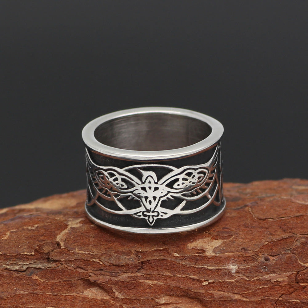 Antique Silver Titanium Ring Rune for Unisex Thumb Ring Accessories Size 9 10 11 12 13 Antique Silver Titanium