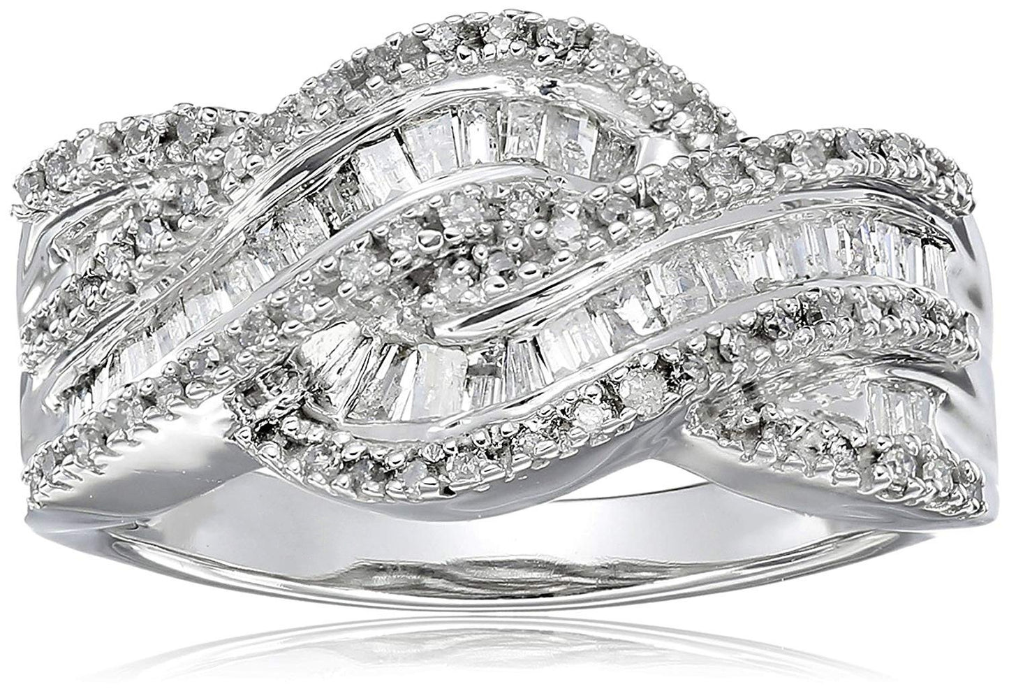 Women Fashion Zircon Twisted String Ring Sterling Silver Inlaid Gemstone Size 6 7 8 9 10 Timeless Gift For Her