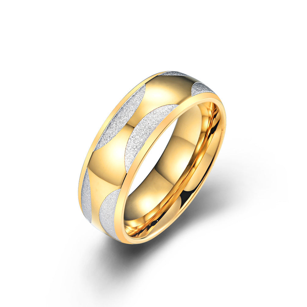 Stainless Steel Frosted Couple Ring Gold Blue Inter Electric Simple Style Size 8 9 10 11 12 Not Inlaid Diamond