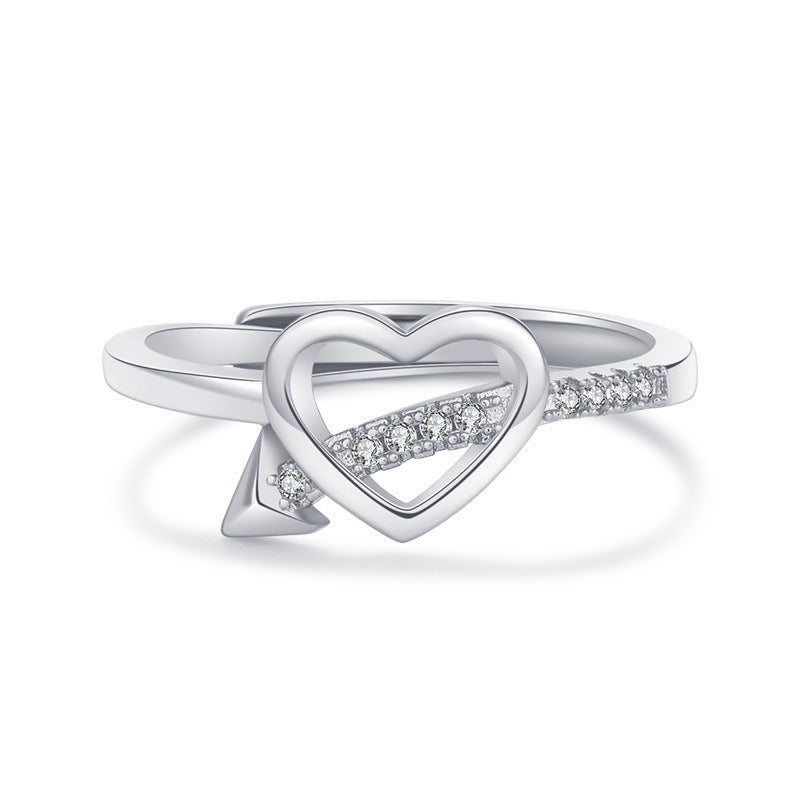 Heart Shaped Arrow Ring Korean Style Adjustable Jewelry