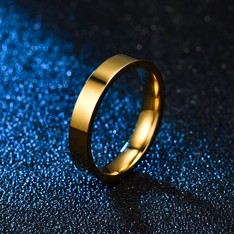 Titanium Steel Couple Rings Electroplated Band 4mm Style