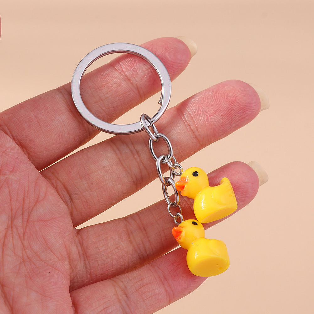 Cute Cartoon Duck Keychain Zinc Alloy Key Ring With Cloud Accessories Bag Charm For Handbags And Backpacks Trendy