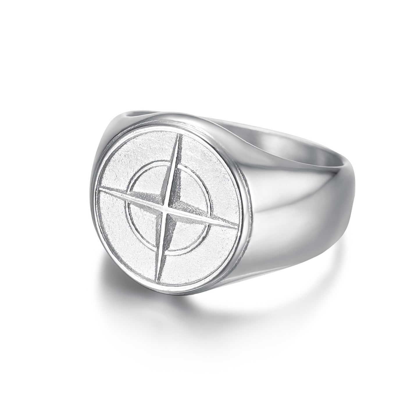 Unisex Stainless Steel Ring with Compass Nautical Design and Boat Anchor Shape for Men and Women Fashion Jewelry