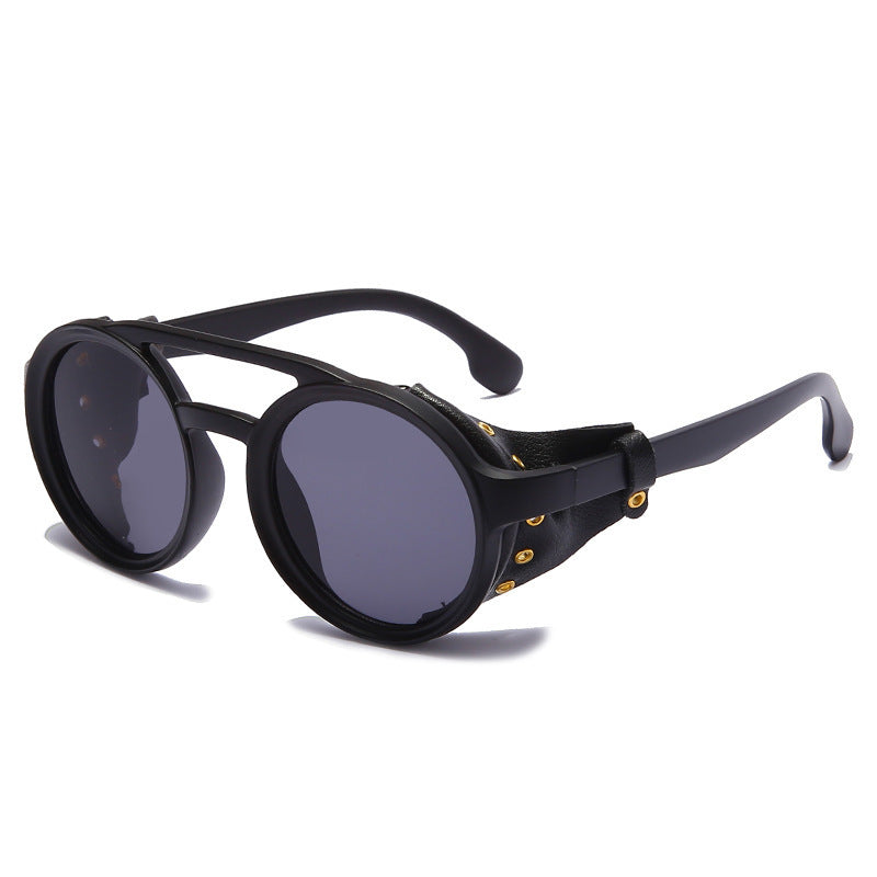 Round Frame Sunglasses Classic Punk Windproof Pilot Retro Fashion For Men And Women UV Protection Driving High