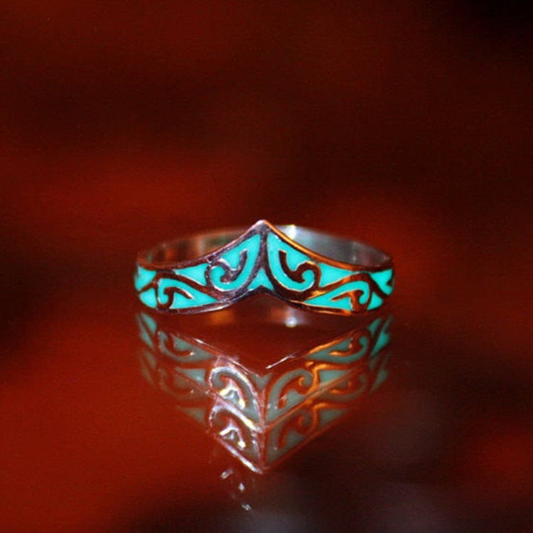 Unisex Crown Ring Fashion Electroplated Alloy Luminous Geometric Pattern Vintage Carved Ring Birthday Gift Stylish