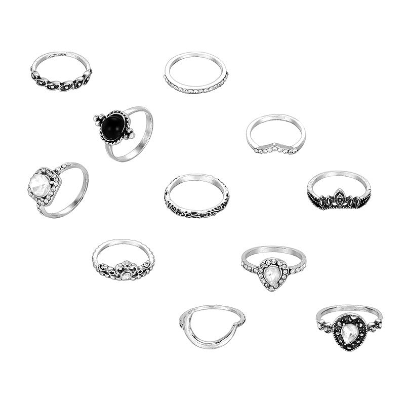 Geometric Ring Set For Women Stackable Alloy Knuckle Rings Electroplated Everyday Jewelry Gift Ready In Stores