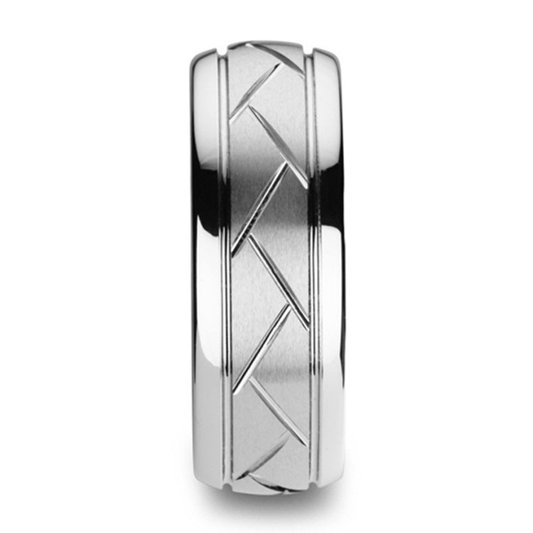 Metal Geometry Ring Stainless Steel Notched Cut Fashion Ring Lightweight Durable Design Silver And And And And