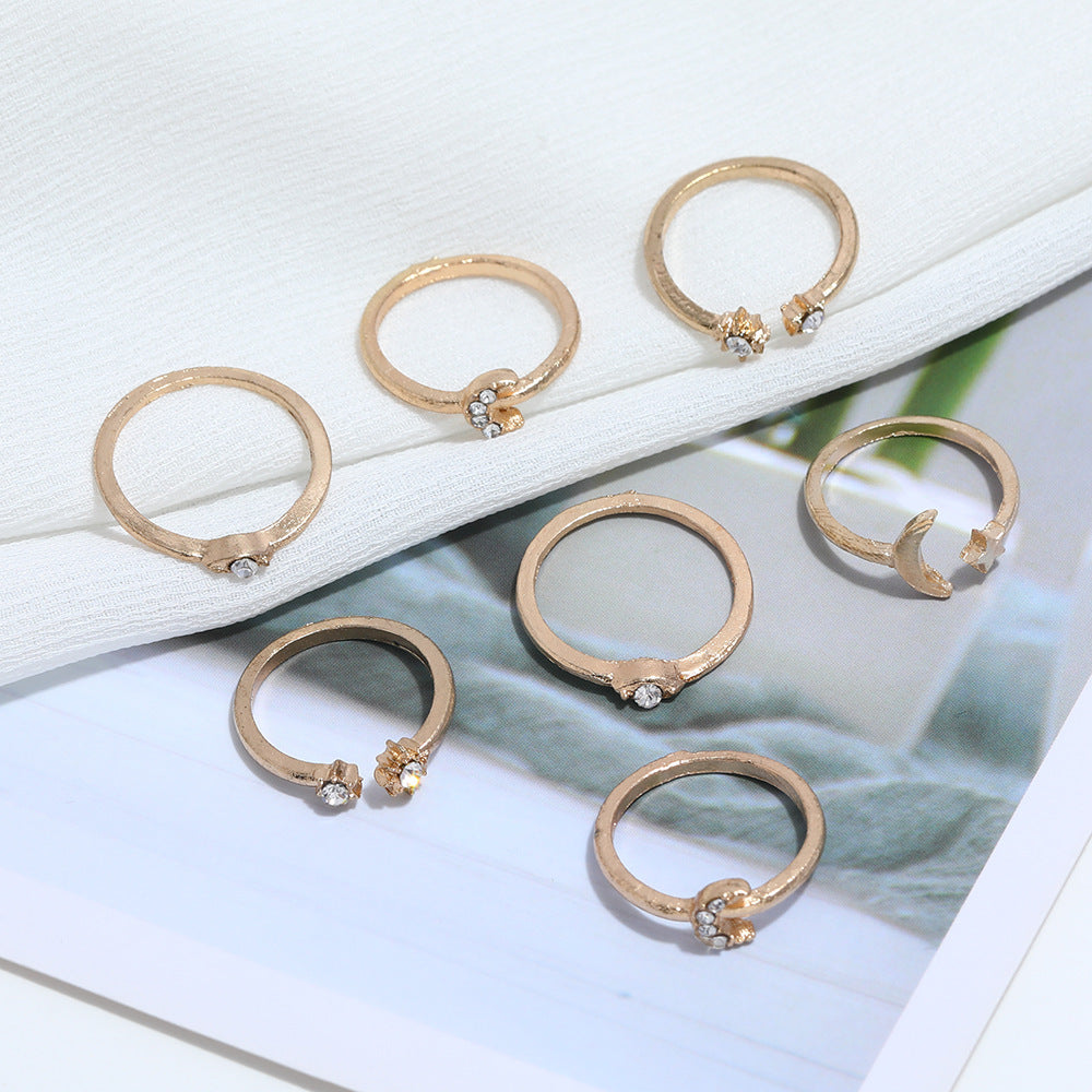 Star And Moon Ring Set For Women Alloy Rings For Fashionable Everyday Wear Durable Design Gift Perfect Gift For Her