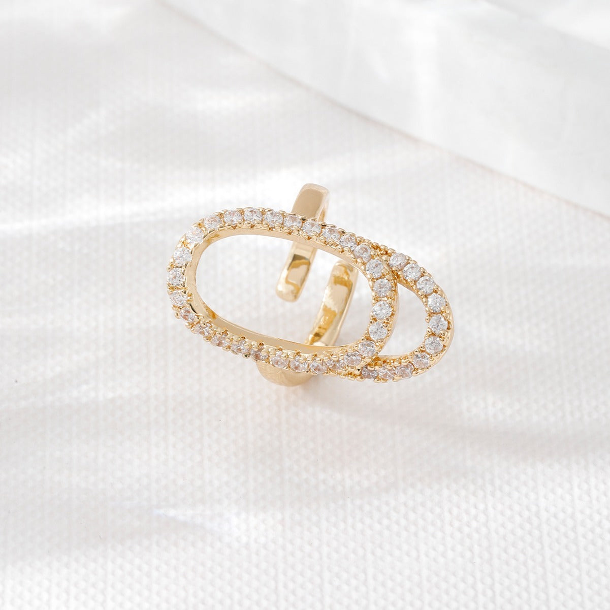 Womens Open Nail Rings Geometric Rings Diamond Embedded Copper Rings Electroplated Round Rings And Oval Rings For Women