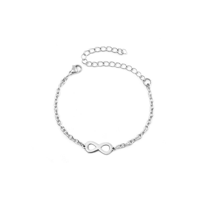 Womens Number 8 Bracelet Titanium Steel Geometric Stainless Steel Chain With Extension Fashion Jewelry Accessory