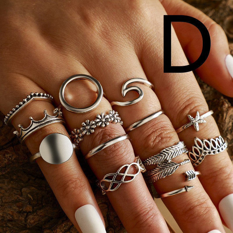 Geometric Copper Ring Set Fashion Plated Rings Ethnic Style Jewelry For Women Gift Trendy Jewelry Gift For Her