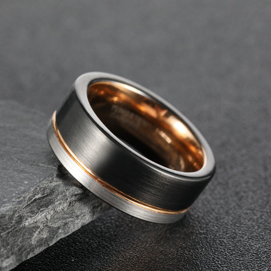 Mens Tungsten Ring Three Color Domineering Band European
