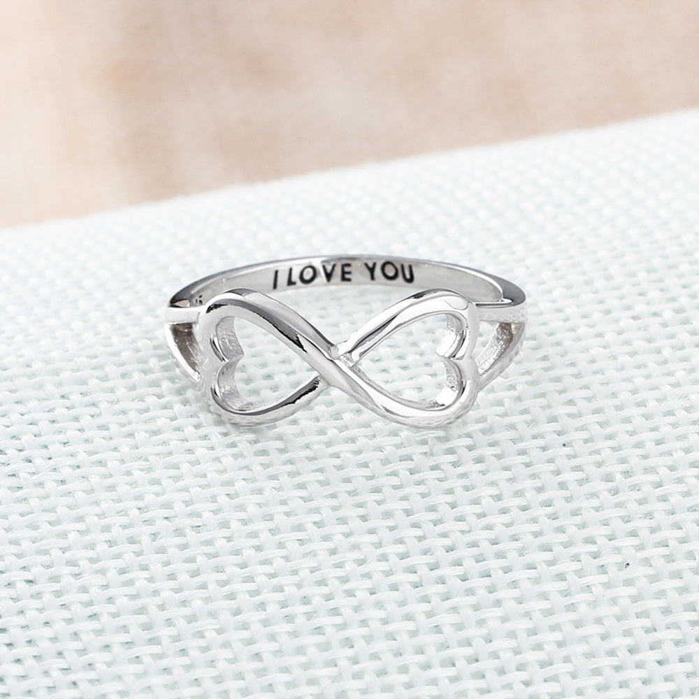 I Love You Confession Ring For Women Geometric Electroplated Silver Jewelry Gift Idea Simple Design Sleek Style