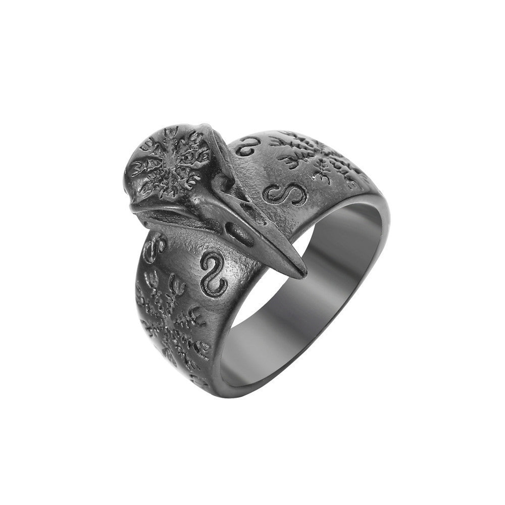 Viking Eagle Ring Personalized Vintage Titanium Steel Ring Stainless Steel Band Norse Jewelry Black Gold Steel