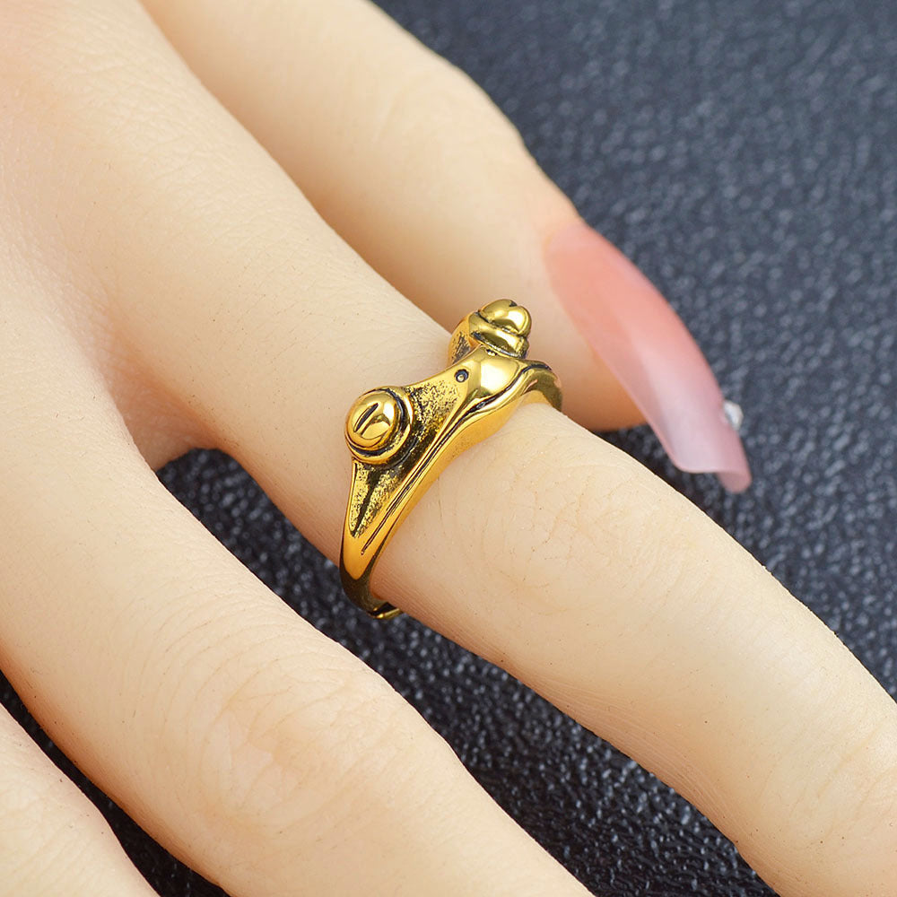 Retro Frog Ring Open Copper Band With Smooth Polished Surface Color Preserving Finish Hand Polished Craft Ring