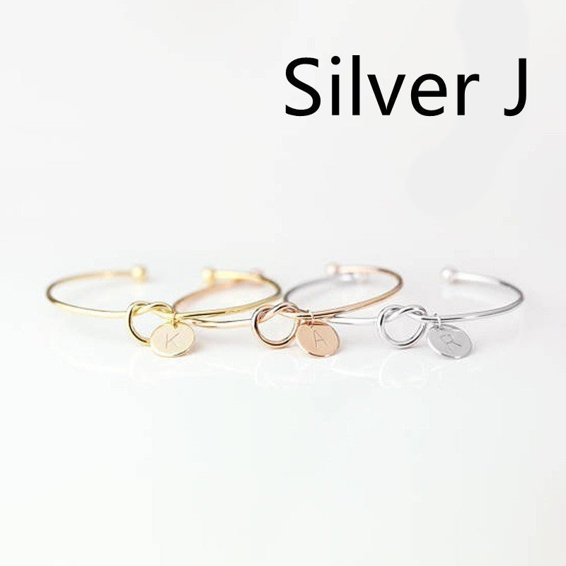 Womens Alloy Letter Bracelet Dead Knot Bangle Jewelry Gold