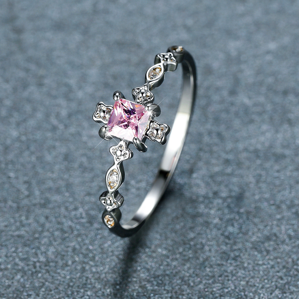 Zircon Inlaid Geometric Copper Ring Fashion Jewelry Gift For Women Trendy Elegant Durable Versatile Style Icon