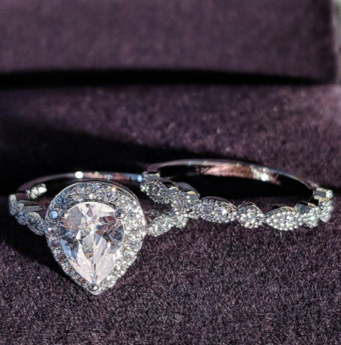 Geometric Pear Drop Copper Ring With Zircon For Festivals