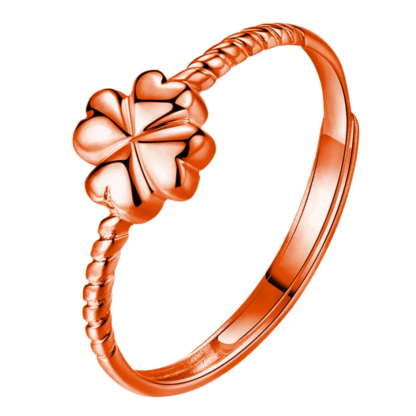 Unisex Adjustable Opening Four Leaf Clover Ring Copper Electroplated Geometric Index Finger Ring Color Gold For