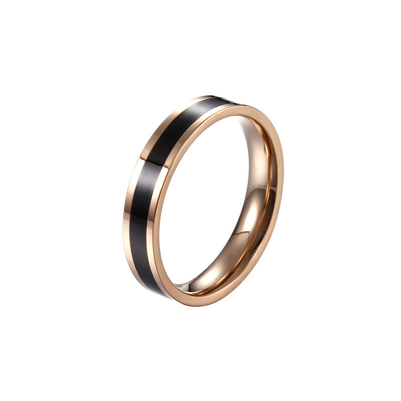Titanium Steel Ring 18K Rose Gold Plated Ring With Gems Electroplated Thin Ring For Women Girls Size 5 6 7 8 9 10