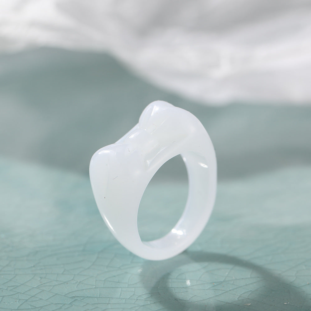 Womens Butterfly Resin Rings Personalized Jelly Color Bowknots Rings Retro Geometric Fashion Design Cute Women