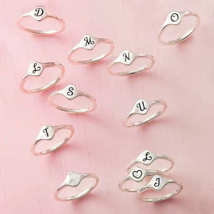 Unisex Adjustable Initial Letter Rings Copper Alphabet Ring Electroplated Individually Packed Fashion Jewellery