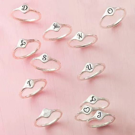 Unisex Adjustable Initial Letter Rings Copper Alphabet Ring Electroplated Individually Packed Fashion Jewellery