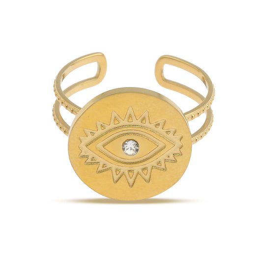 Womens Demon Eye Ring 18K Gold Plated Stainless Steel Eye Design Jewelry Statement Piece For Women Ultra Shine