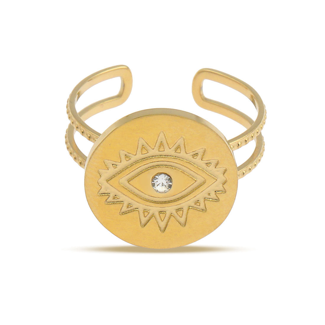 Womens Demon Eye Ring 18K Gold Plated Stainless Steel Eye Design Jewelry Statement Piece For Women Ultra Shine