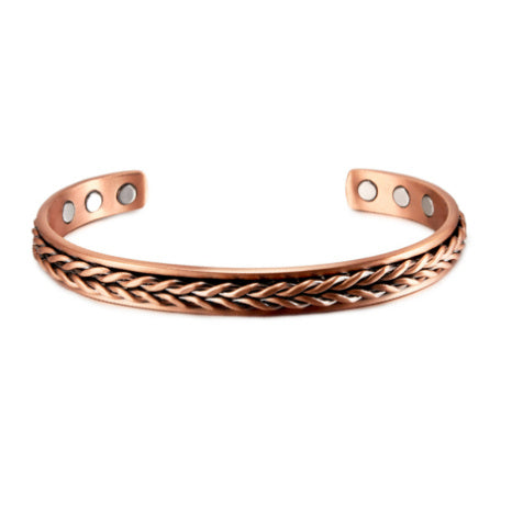 Magnetic Red Copper Adjustable Retro Ring Bracelet Set For Women Elegant Fashion Jewelry Durable Accessory Gift