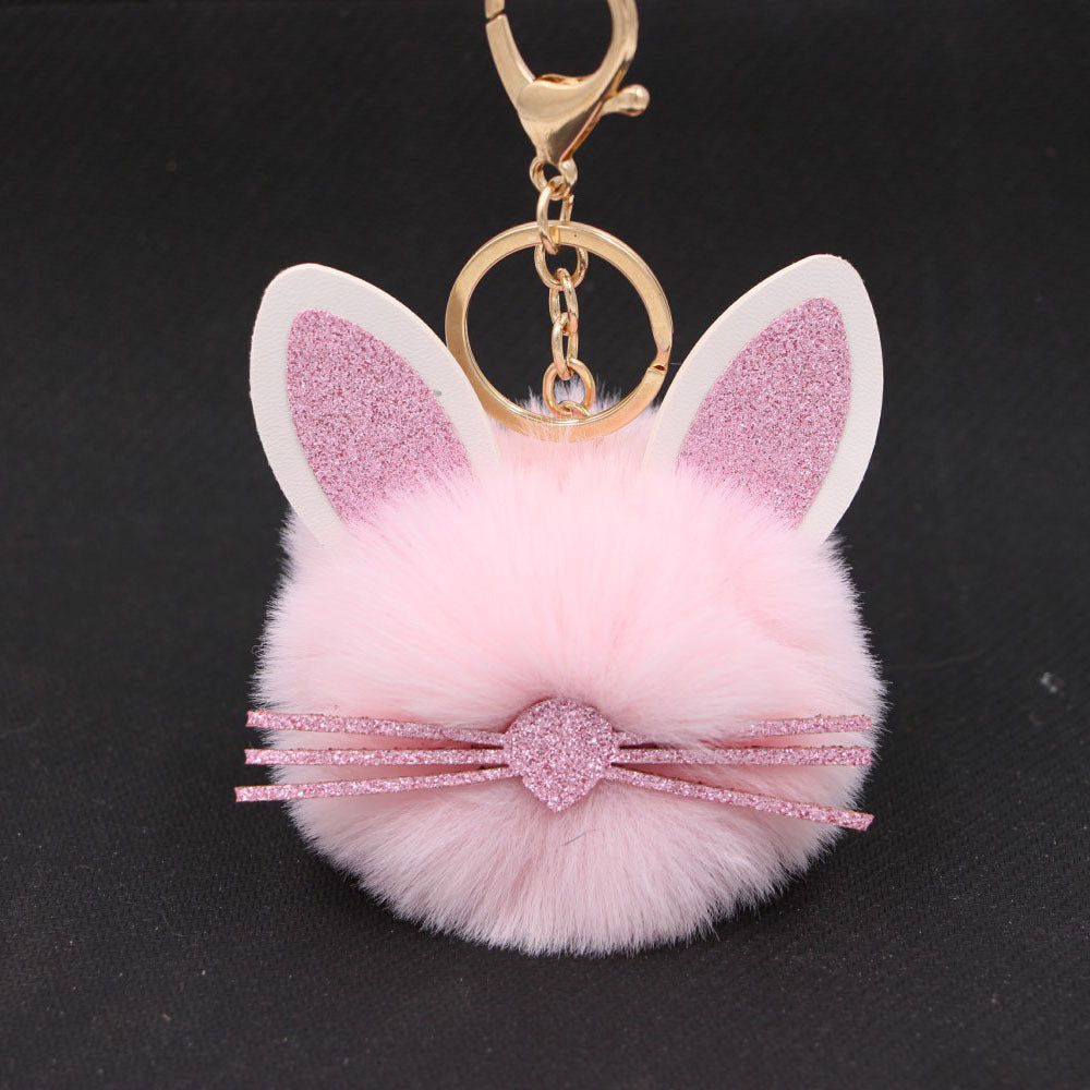 Plush Kitten Keychain Cute Cat Pendant Alloy Key Ring Women Adorable Bag Charm Accessory Trendy Gift Ideas Cat