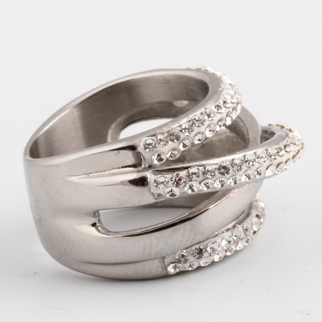 Womens 3D Cross Ring Stainless Steel Geometric Ring Diamond Cut Design Polished Gleaming Ring Durable Everyday