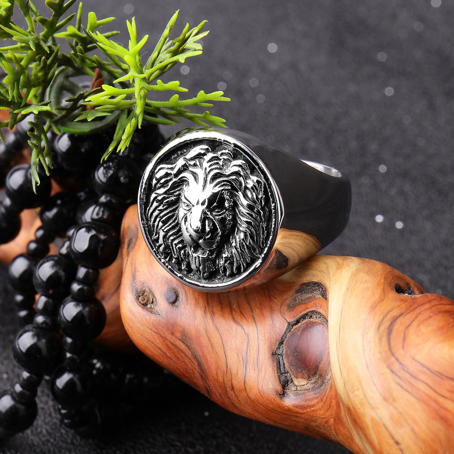 Men's Lion Head Ring Stainless Steel Polished Animal Zodiac Ring Fashion Ring for Men Lion Ring Steel Ring Gold Ring Retro Ring