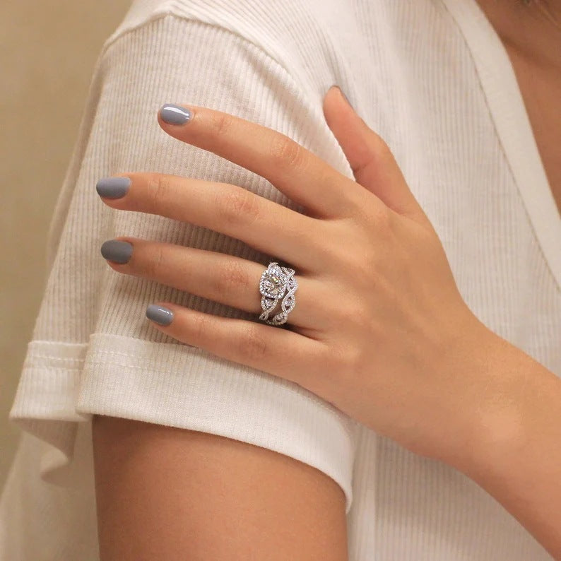 Womens Vintage Rings Geometric Design Electroplated White Alloy Ring Sizes 6 7 8 9 10 Elegant Everyday Jewelry