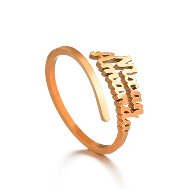 Stainless Steel Personalized Name Rings For Couples Unisex Adjustable Engraved Jewelry For Loved Ones Keepsake