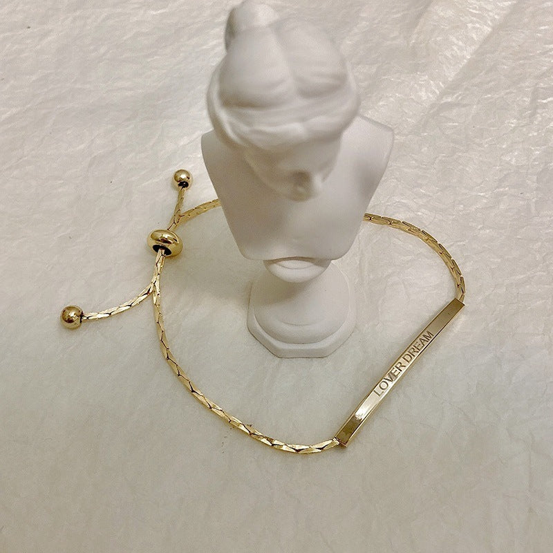 Unisex 925 Silver Letters Bracelet Minimal Fashion Jewelry