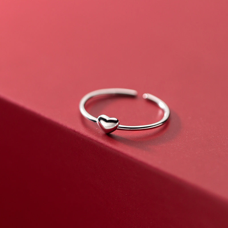 Dainty Heart Ring In Sterling Silver Adjustable For Women Everyday Wear Elegant Jewelry Gift Idea For Birthday