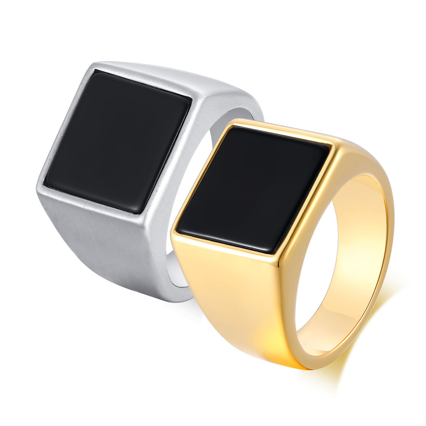 Stainless Steel Epoxy Geometric Ring For Men Black Flat Style Minimalist Jewelry Perfect Everyday Accessory Gift