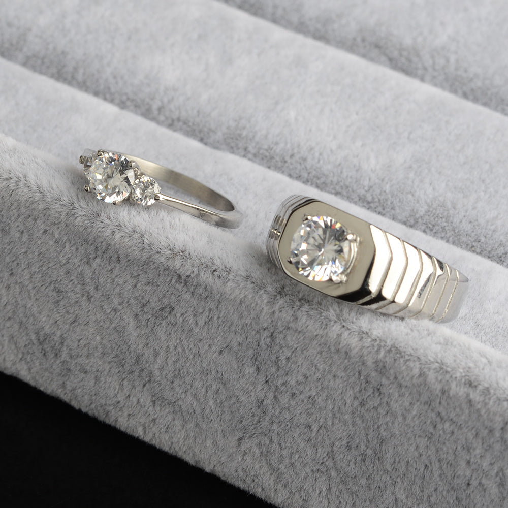 Fashion Simple Titanium Steel Women's Zircon Ring