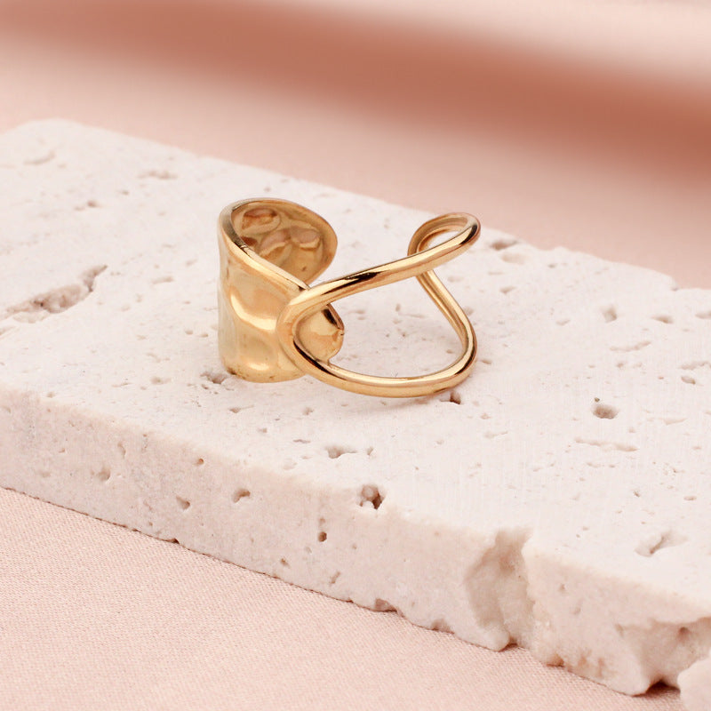 Titanium Steel Adjustable Openwork Ring Vintage Palace Style Geometric Ring For Women Fashion Jewelry Style Edition