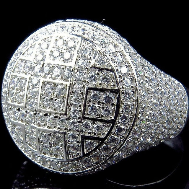 Men's Hip Hop Five Star Ring with Natural Zircon Inlay Gold Tone or Silver Tone Rock Jewelry Statement Ring for Men and Women Available in Multiple Sizes