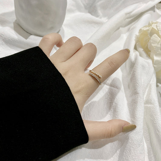 Pearl Index Finger Ring Adjustable Open Alloy Jewelry