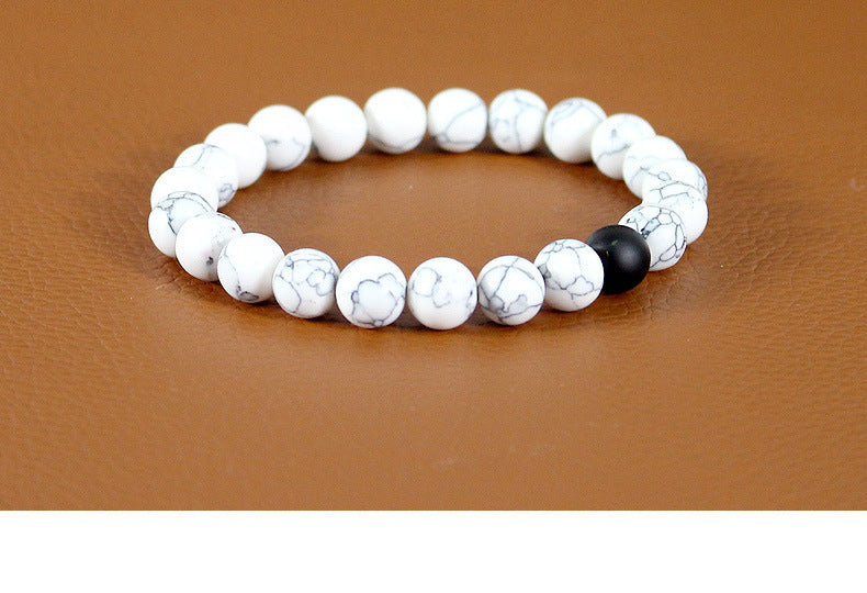 Unisex White Turquoise Beaded Bracelet Round Jewelry For Men And Women European American Fashion Durable Shine