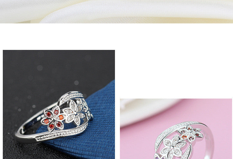 Geometric Copper Ring With Colored Gems Diamond Accents Korean Fashion Jewelry Statement Ring For Women Modern Style